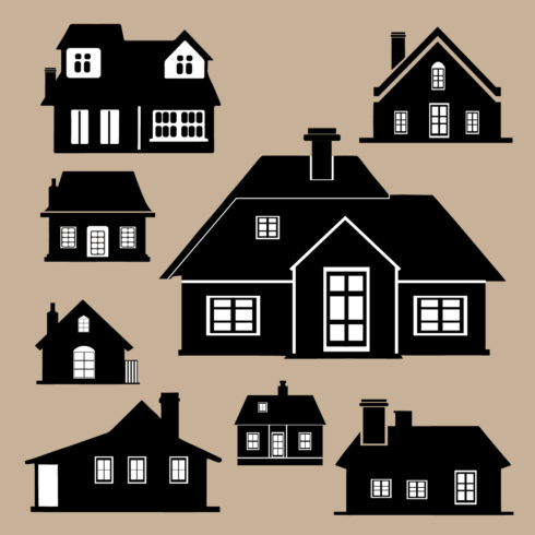 Hand Drawn House Silhouette Icons Set cover image.