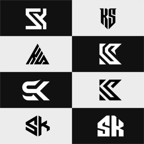 letter Sk or Ks abstract alphabet logo set cover image.