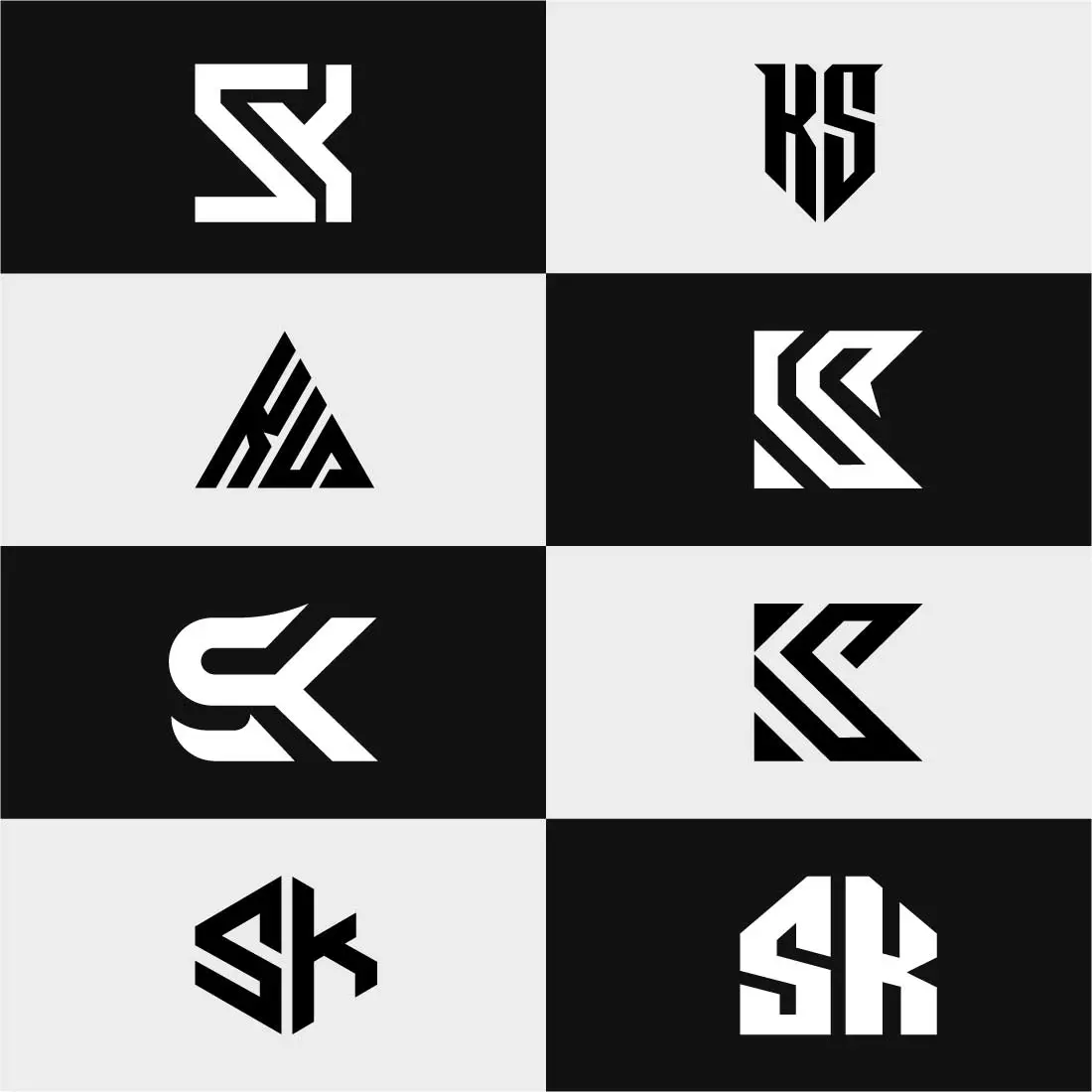 letter Sk or Ks abstract alphabet logo set cover image.