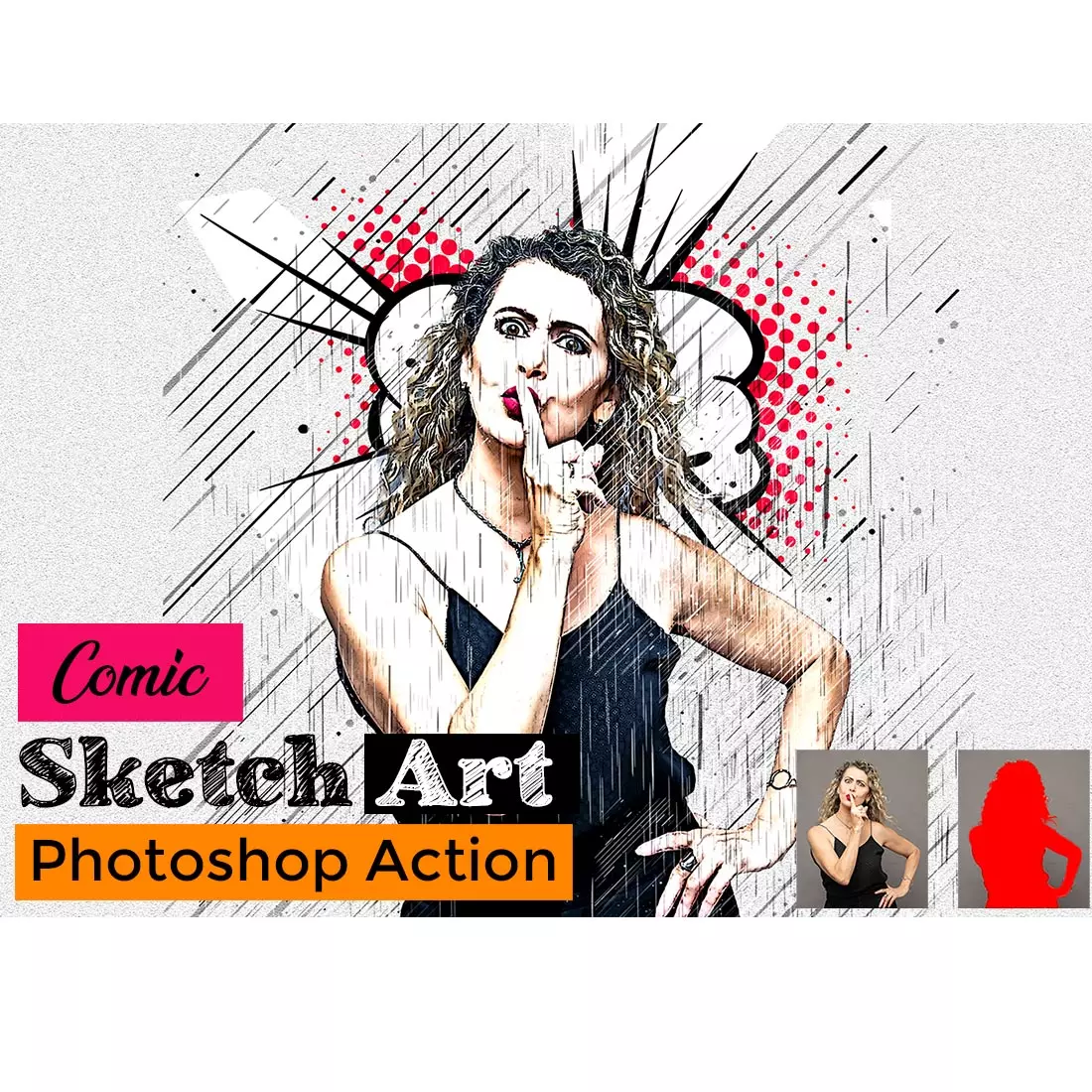 Comic Sketch Art Photoshop Action cover image.