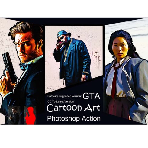 GTA Cartoon Art Photoshop Action cover image.