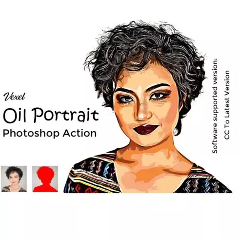 Vexel Oil Portrait Photoshop Action cover image.