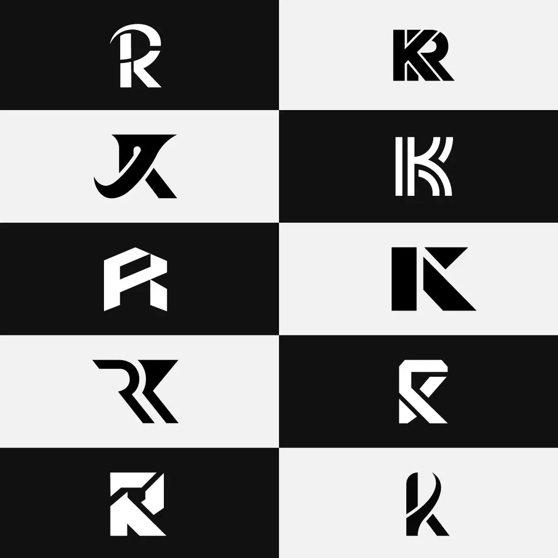 KR or RK Initial Logo Set Royal Typography Alphabet Design Collection cover image.