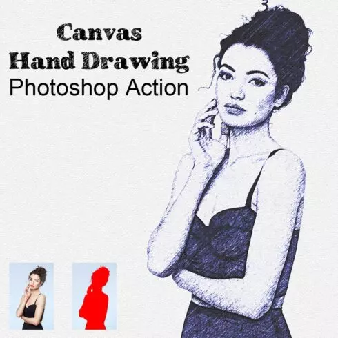 Canvas Hand Drawing Photoshop Action cover image.