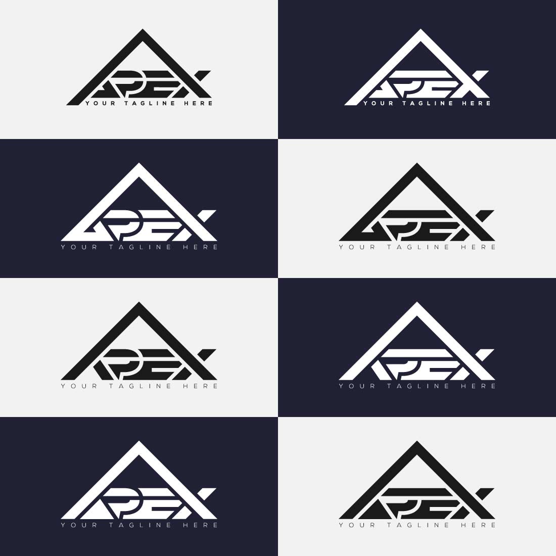 Apex 8 modern logo set with mountain peak symbol for adventure and tour branding cover image.