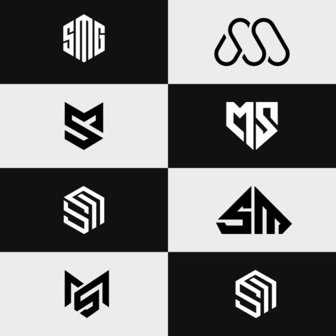 Letter Sm or Ms unique typography trendy logo set cover image.