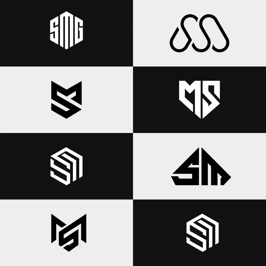 Letter Sm or Ms unique typography trendy logo set cover image.