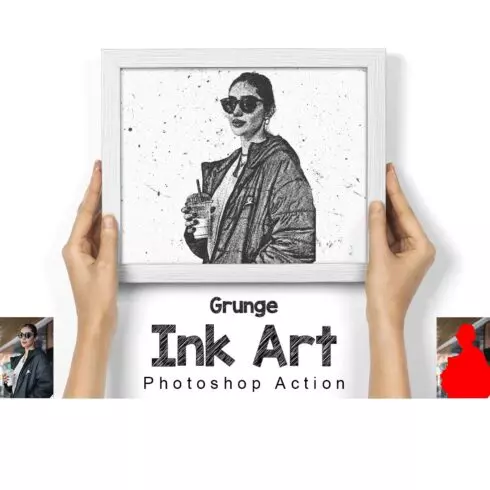 Grunge Ink Art Photoshop Action cover image.