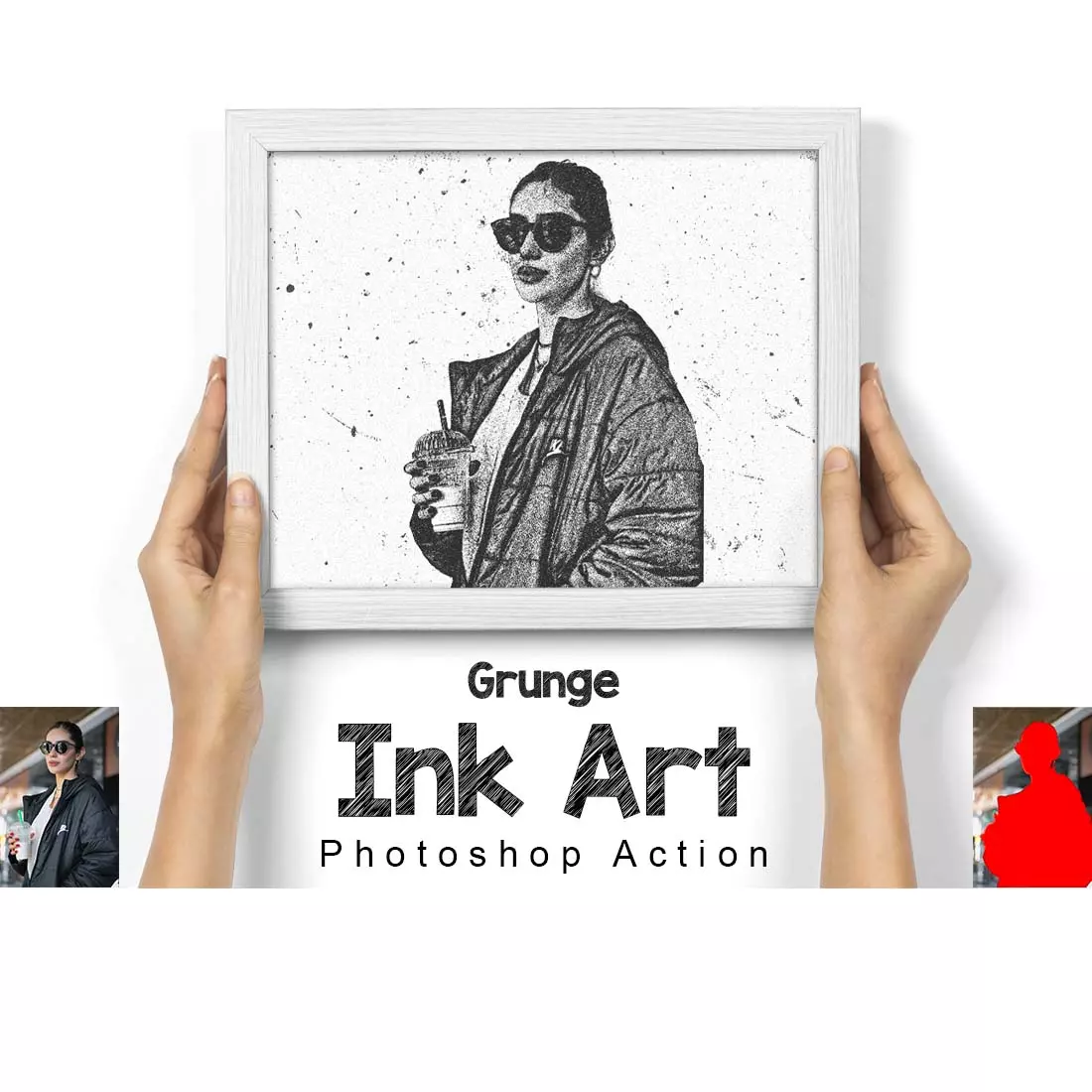 Grunge Ink Art Photoshop Action cover image.