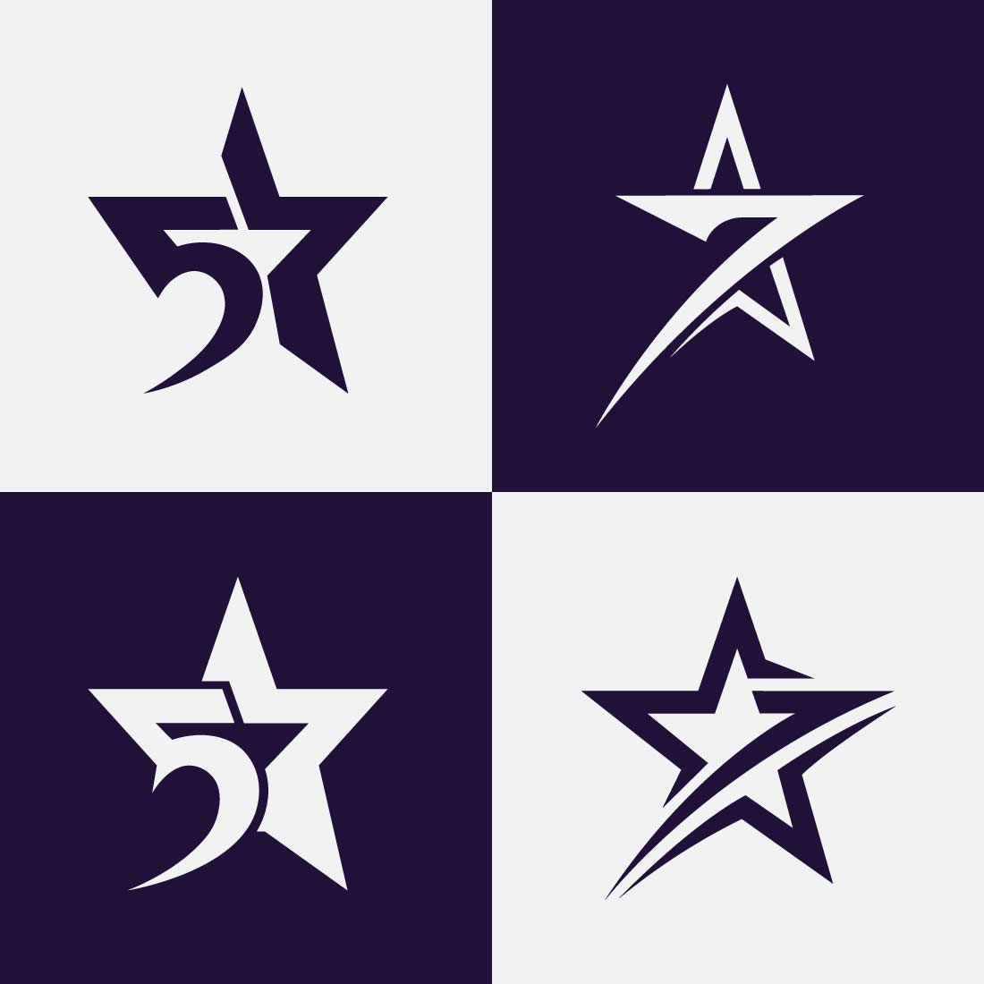 5Star and 7Star Logo Set Modern Star Number Badge Design preview image.