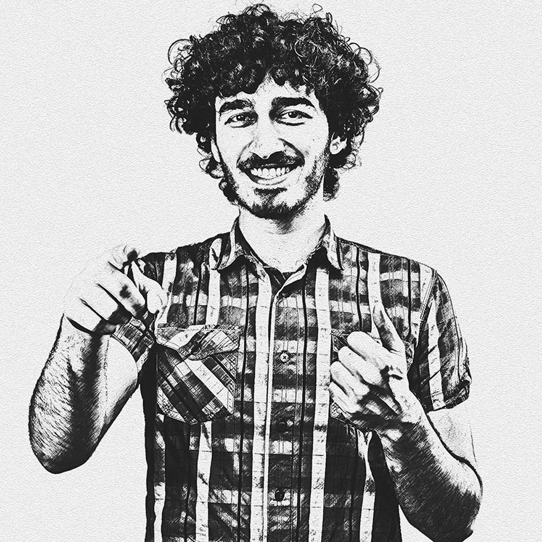 Pen Sketch Portrait Photoshop Action preview image.