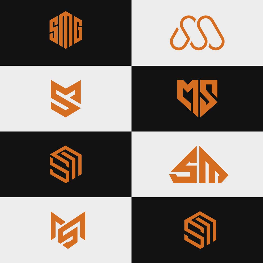 Letter Sm or Ms unique typography trendy logo set preview image.
