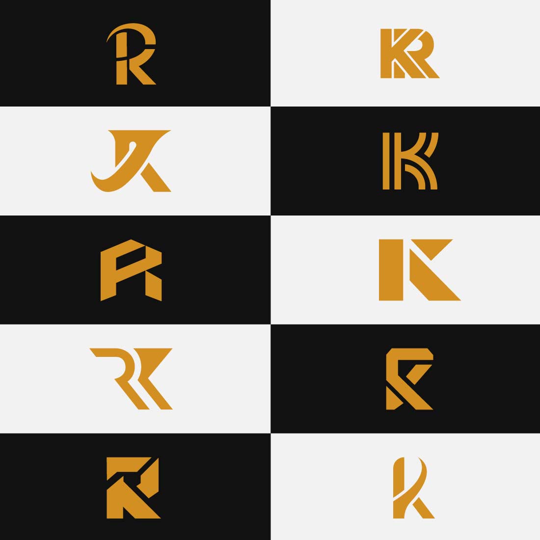 KR or RK Initial Logo Set Royal Typography Alphabet Design Collection preview image.