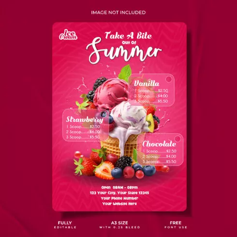 Take a bite out of summer promotional restaurant ice cream template cover image.