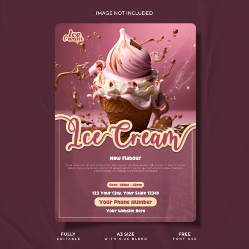 Cretive restaurant ice cream promotional poster design cover image.