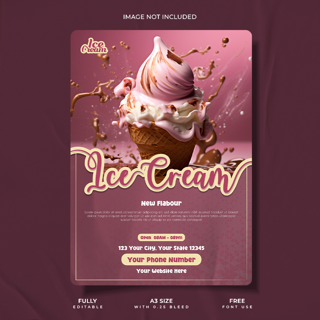 Cretive restaurant ice cream promotional poster design cover image.