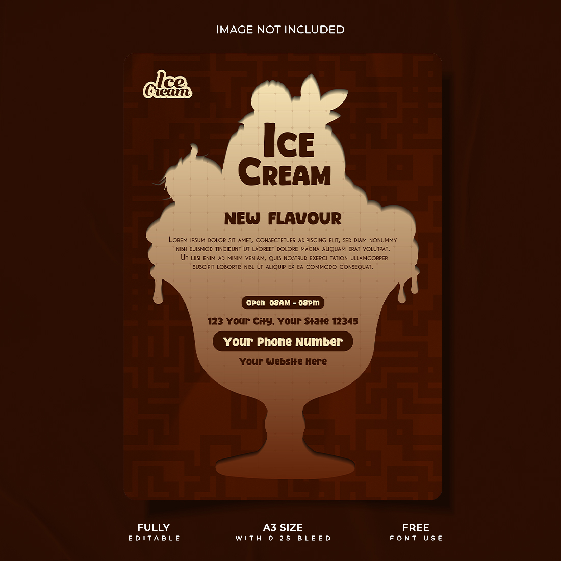 Professional Restaurant Chocolate Ice Cream Promotional Poster Design preview image.