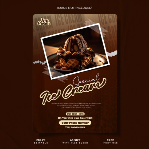 Creative ice cream promotional poster design cover image.