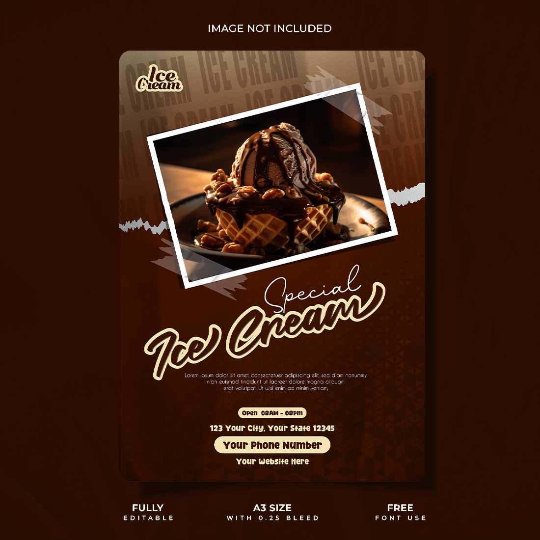 Creative ice cream promotional poster design cover image.