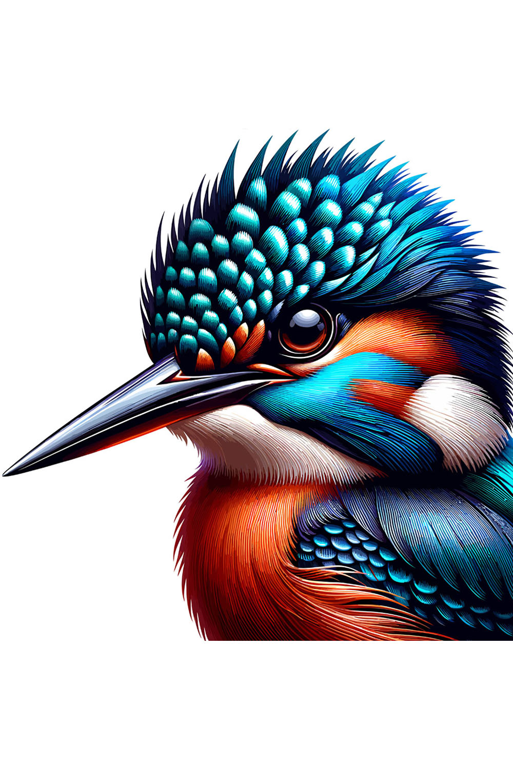 Vivid Kingfisher Illustration Exquisite Colorful Bird Art pinterest preview image.