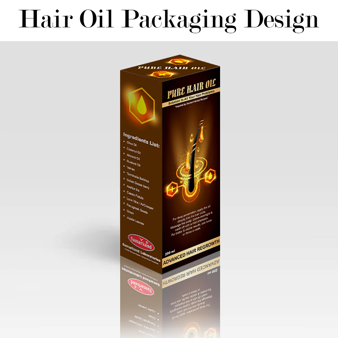 Hair Oil Packaging Design cover image.