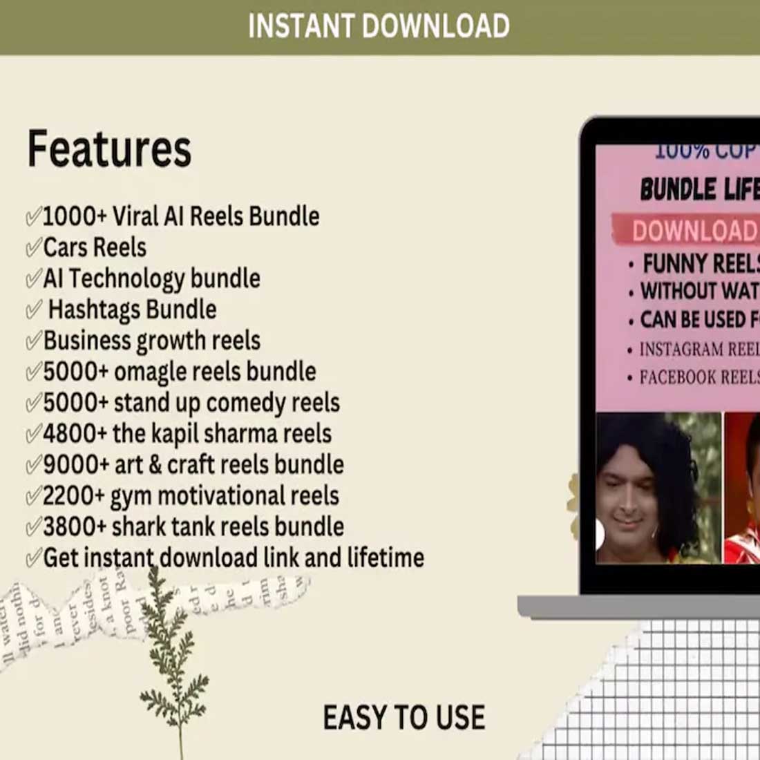 Reels Empire: 30K+ Pre-Made Videos for Resellers & Marketers, Viral Reels Bundle – Ready to Post & Grow Fast preview image.