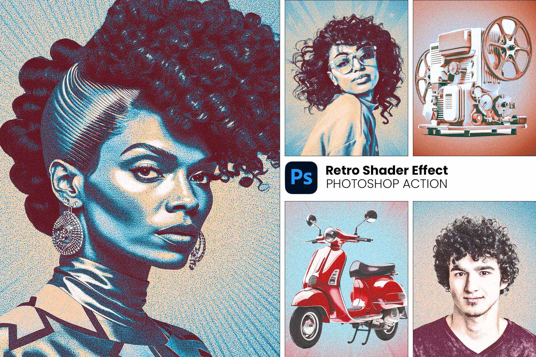 retro shader effect photoshop action cover 984