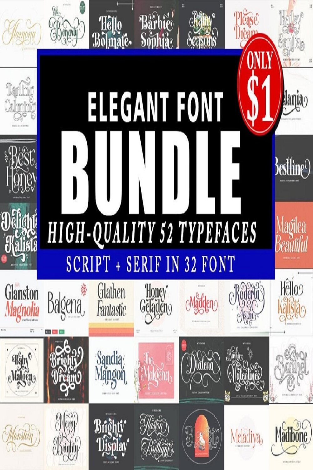 Elegant Font Bundle pinterest preview image.