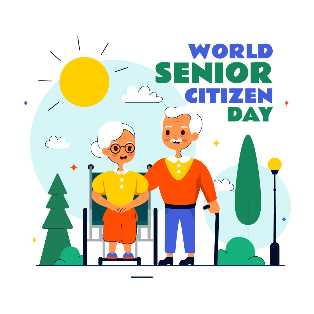 10 World Senior Citizen Day Illustration preview image.