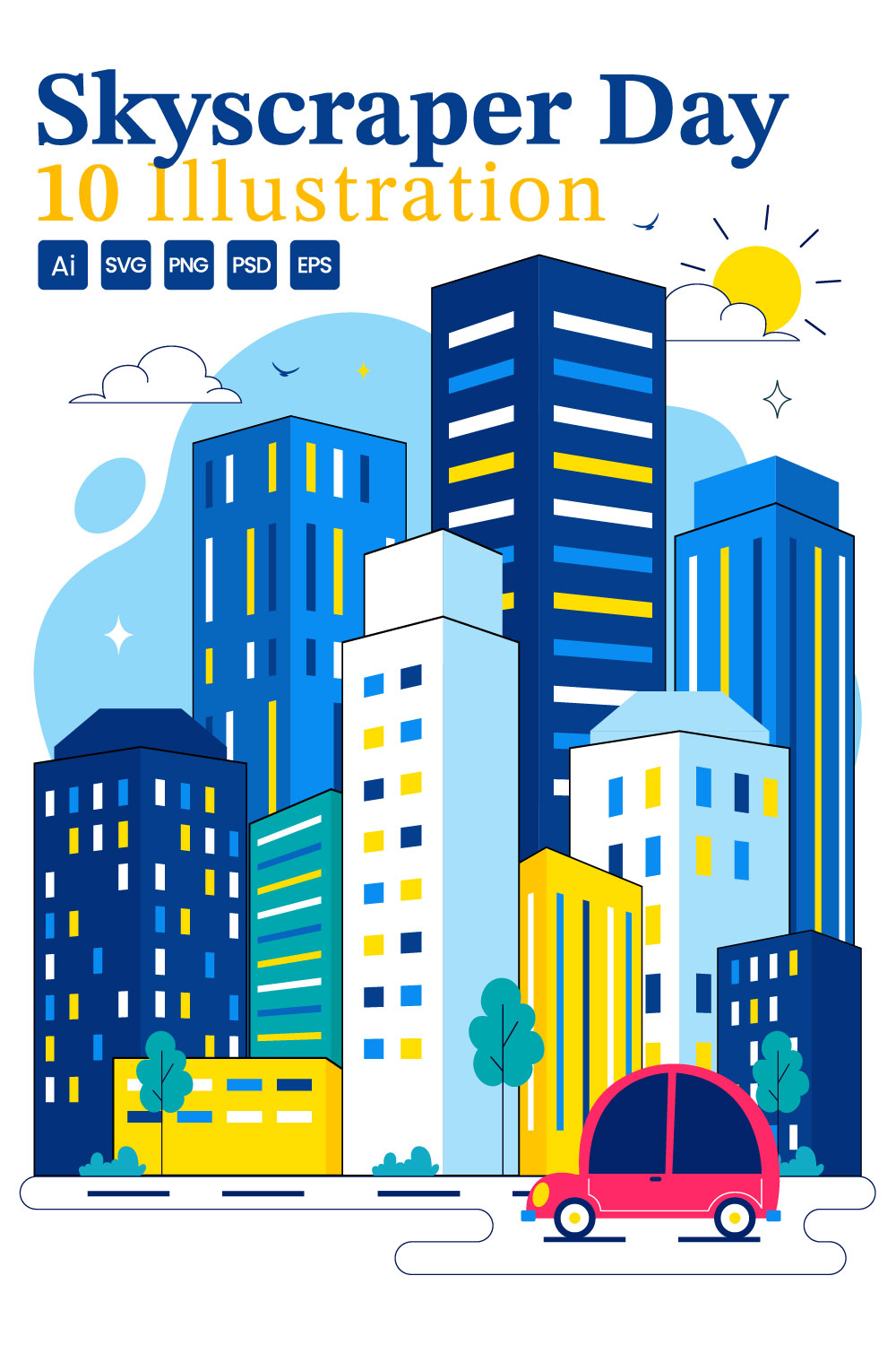 10 Skyscraper Day Illustration pinterest preview image.