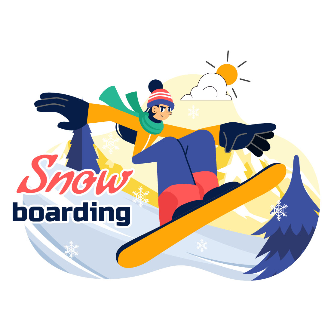 10 Snowboarding Sport Illustration preview image.