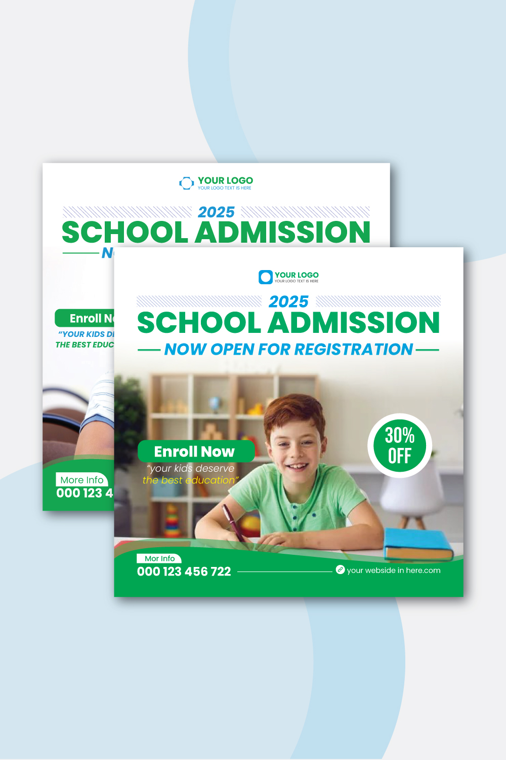 School Admission Social Media Post Design pinterest preview image.