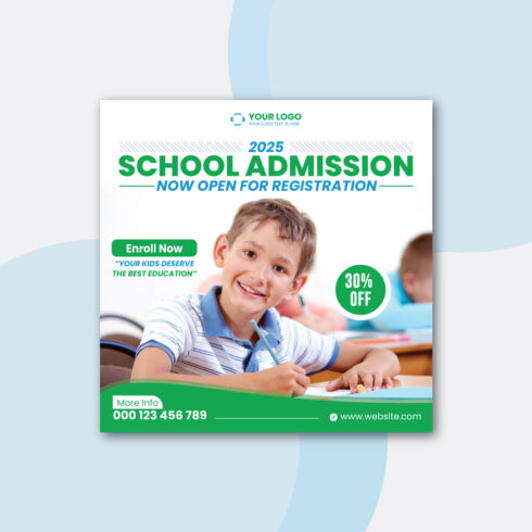 School Admission Social Media Post Design cover image.
