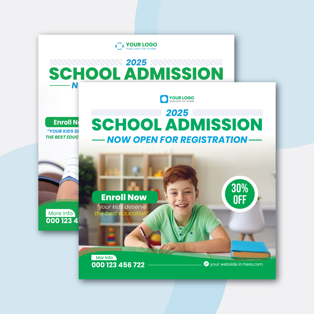 School Admission Social Media Post Design preview image.