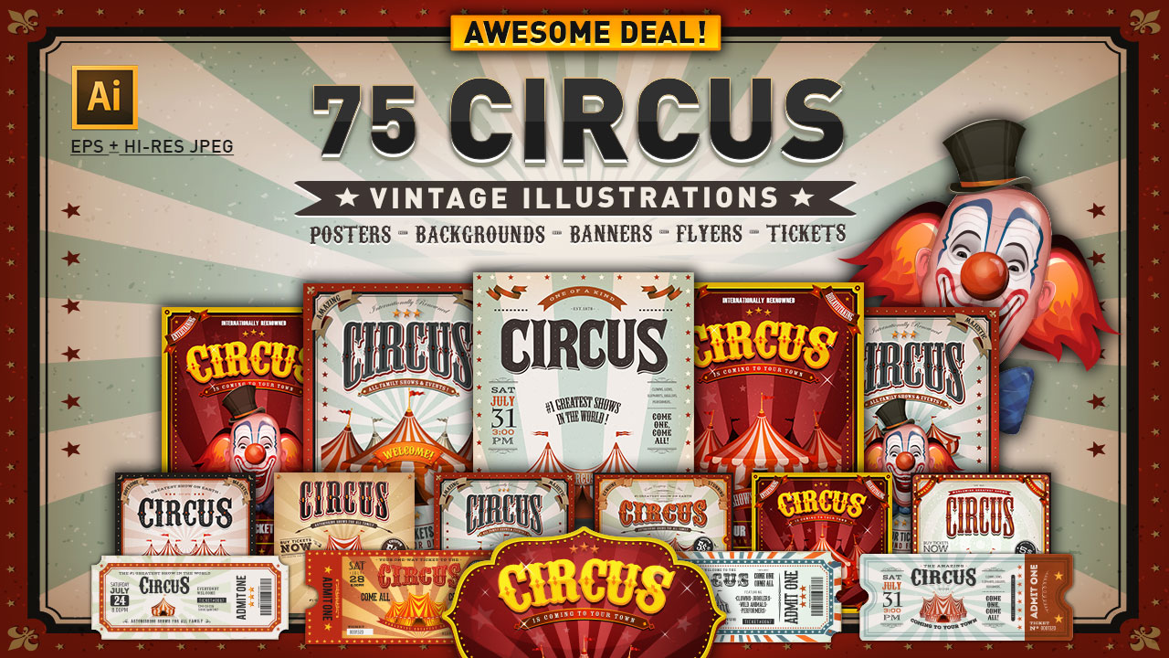 thumbnail pack vintage grunge circus backgrounds and banners 897