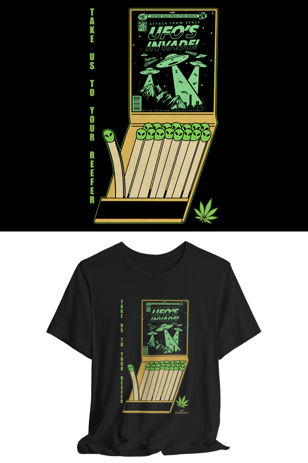 Ufo Alien Invasion Weed Matchbook pinterest preview image.