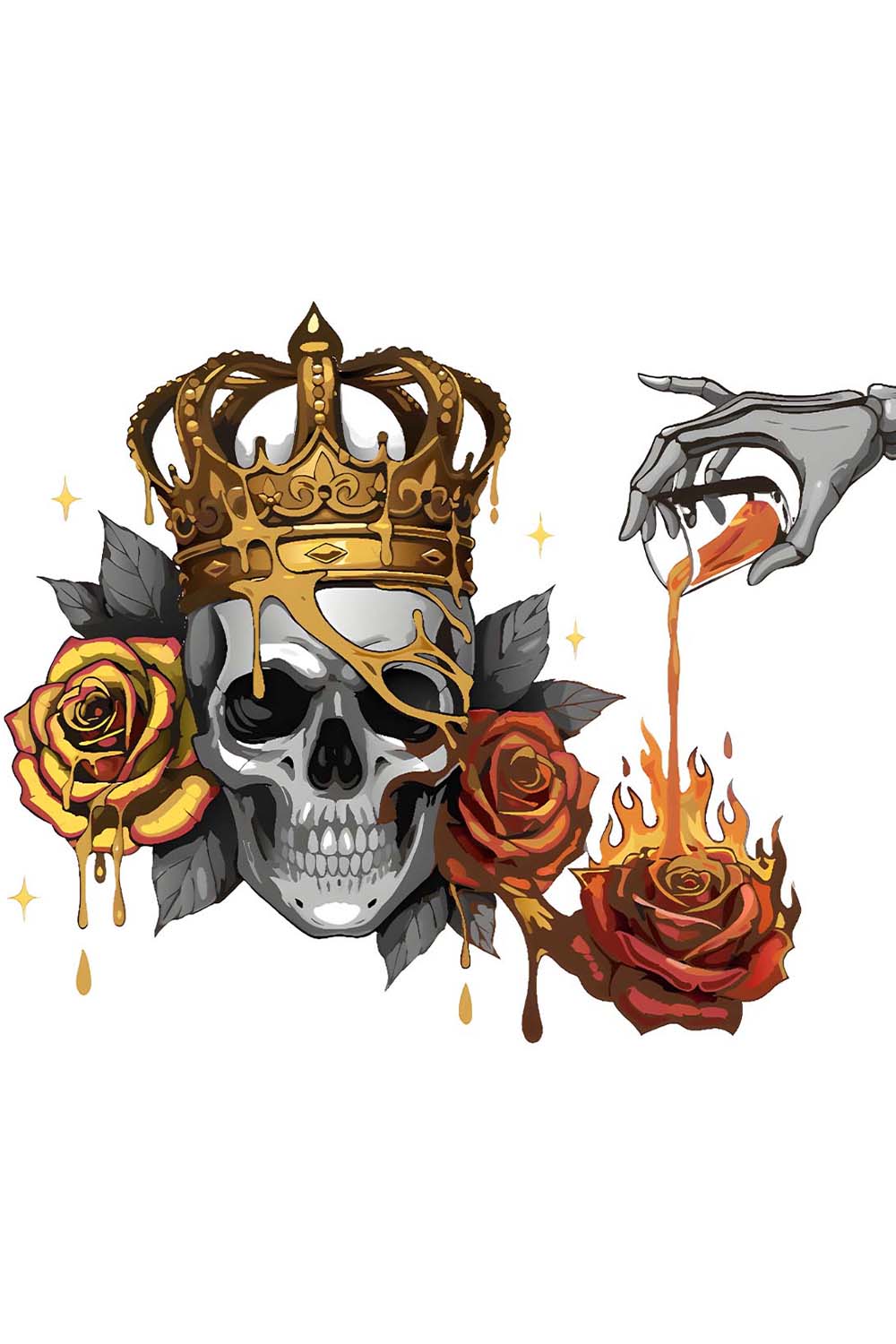 Cute skulls with decorative flowers vector pinterest preview image.