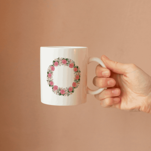 Eye catching floral coffee mug mockup cover image.