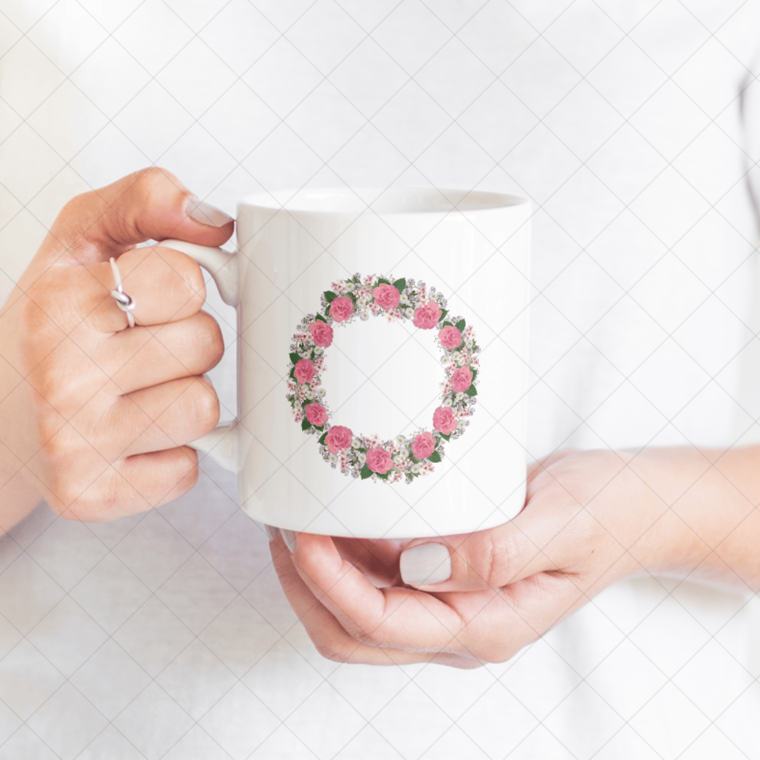 Eye catching floral coffee mug mockup preview image.