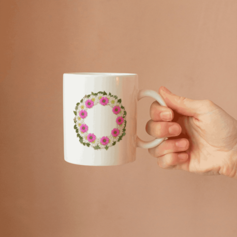 Eye catching floral coffee mug mockup cover image.
