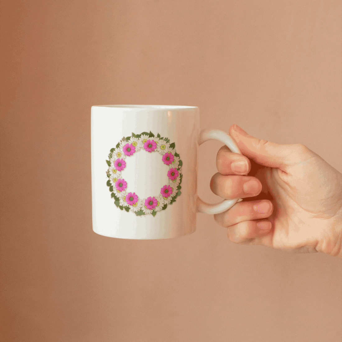 Eye catching floral coffee mug mockup cover image.