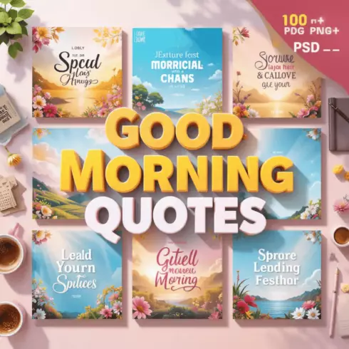 Good Morning Quotes Bundle – 100+ Ready-to-Post Motivational & Inspirational Designs cover image.