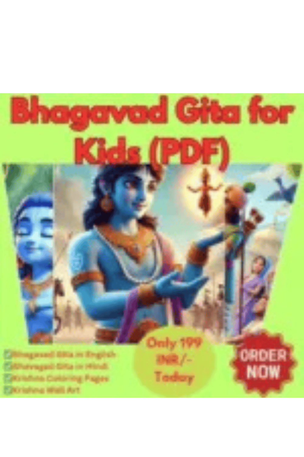 Bhagavad Gita For Kids – English and Hindi Version pinterest preview image.