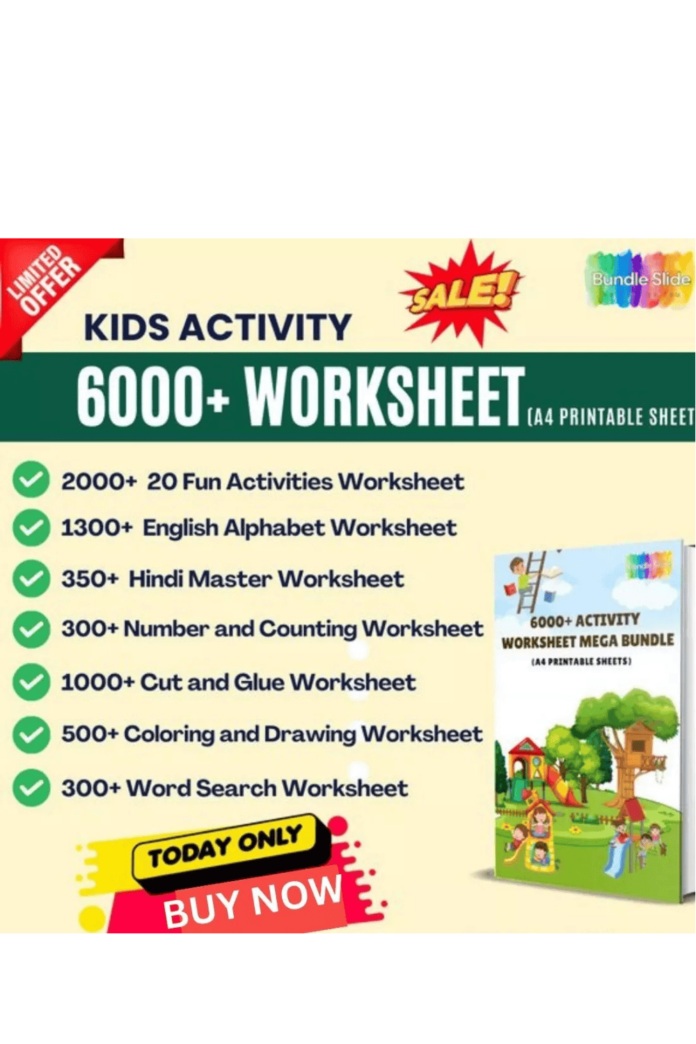 6000+ printable worksheets bundle for kids, kids worksheet, kids-activity, worksheet bundle pinterest preview image.