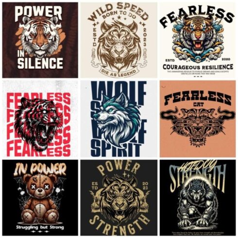 9 Animal Men T-Shirts JPG Format Bundle cover image.