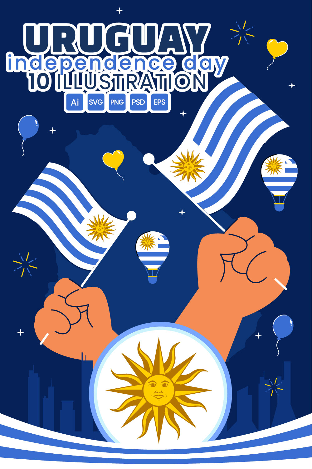 10 Uruguay Independence Day Illustration pinterest preview image.