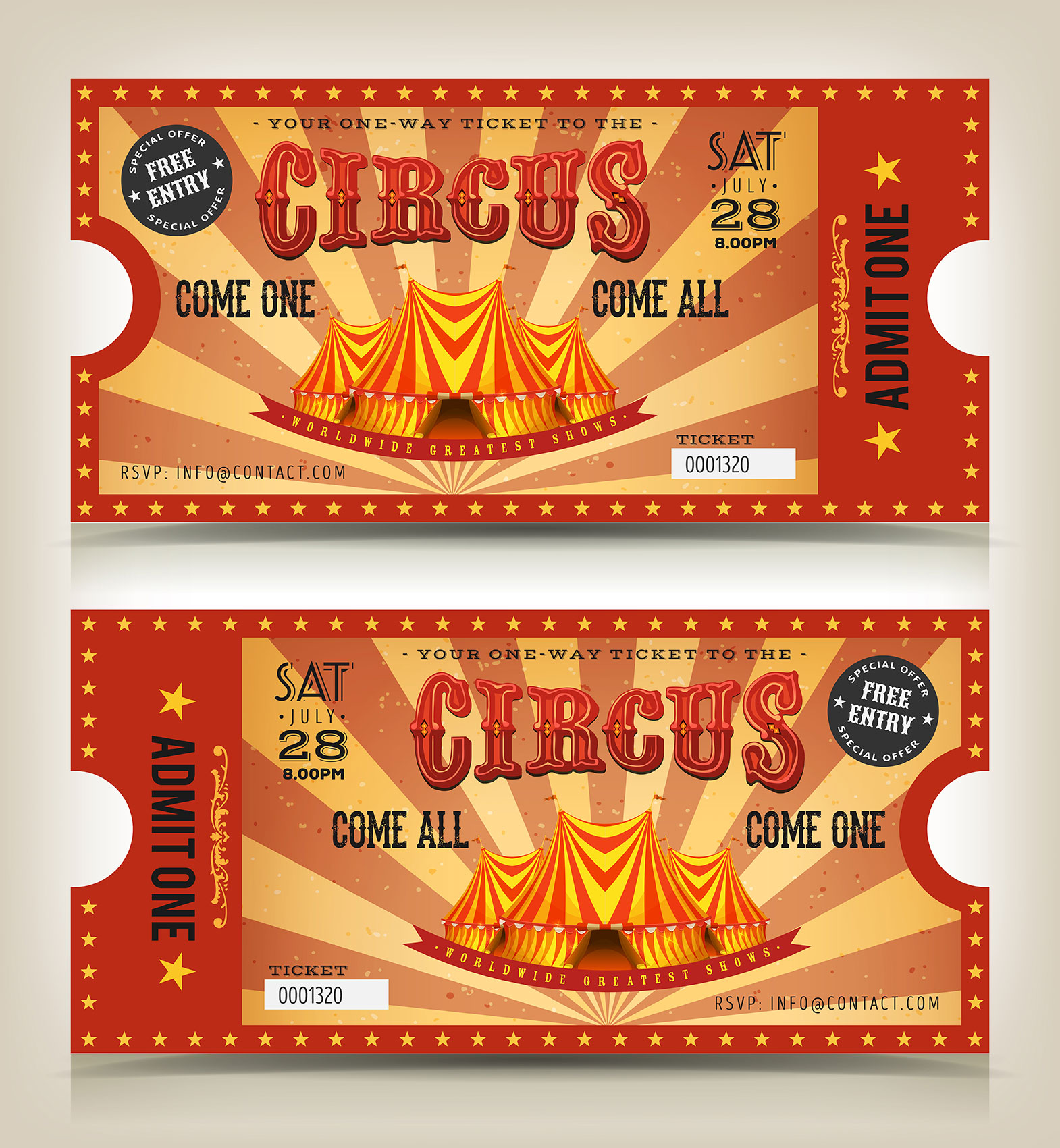 vintage retro circus entry tickets 346