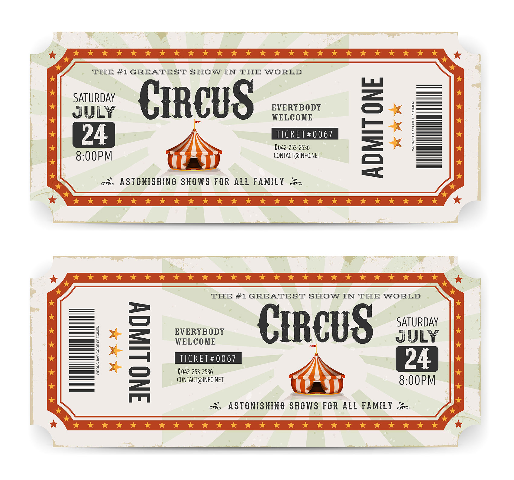 vintage retro circus tickets 942