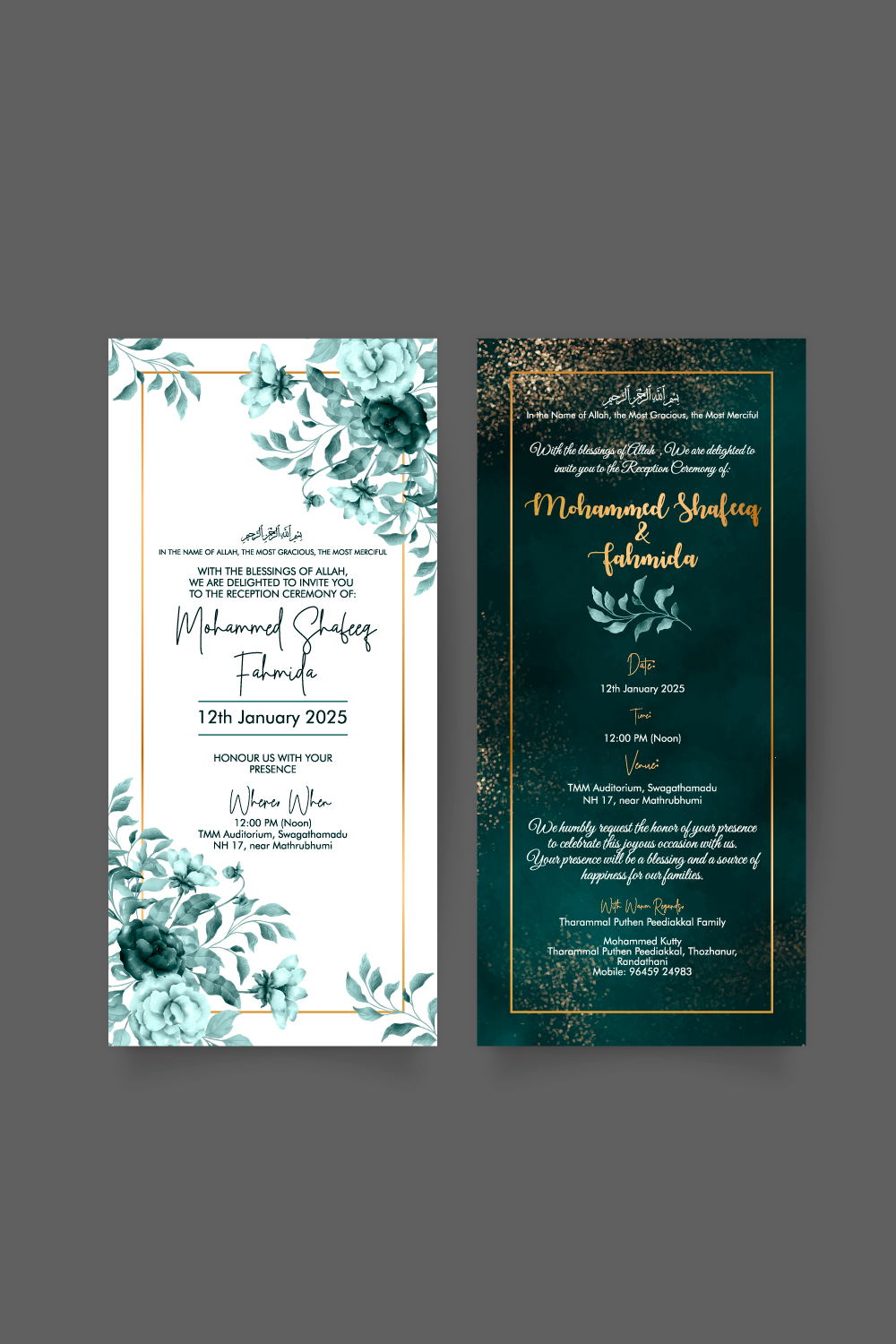 Elegant Wedding Invitation Card – AI, SVG, PDF & JPG Printable Template pinterest preview image.