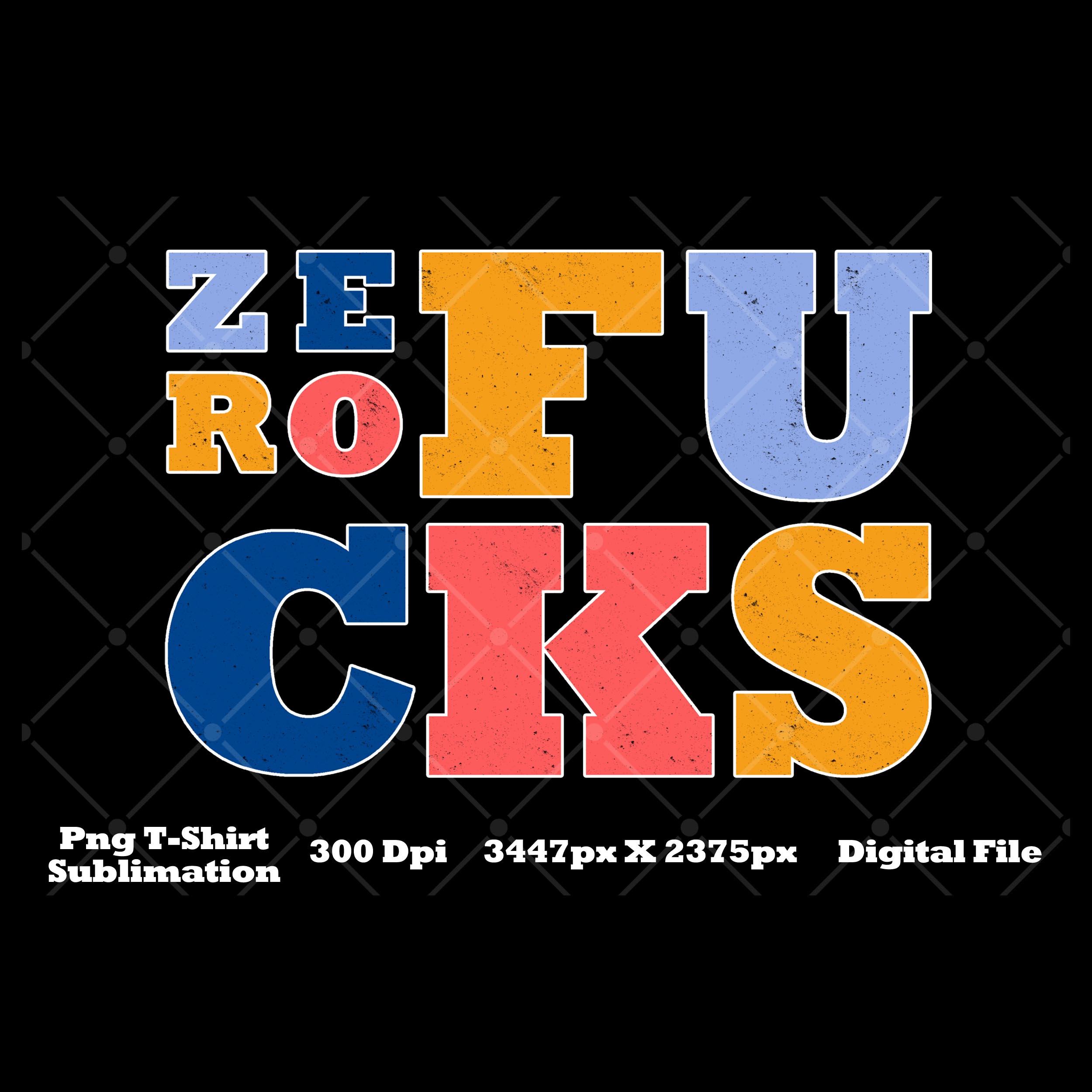 Colorful Retro Style - Zero Fucks Text Design preview image.